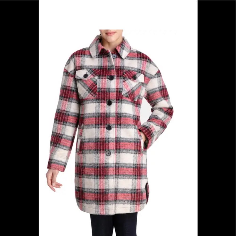 LUCKY BRAND  Plaid Felted Long Shacket